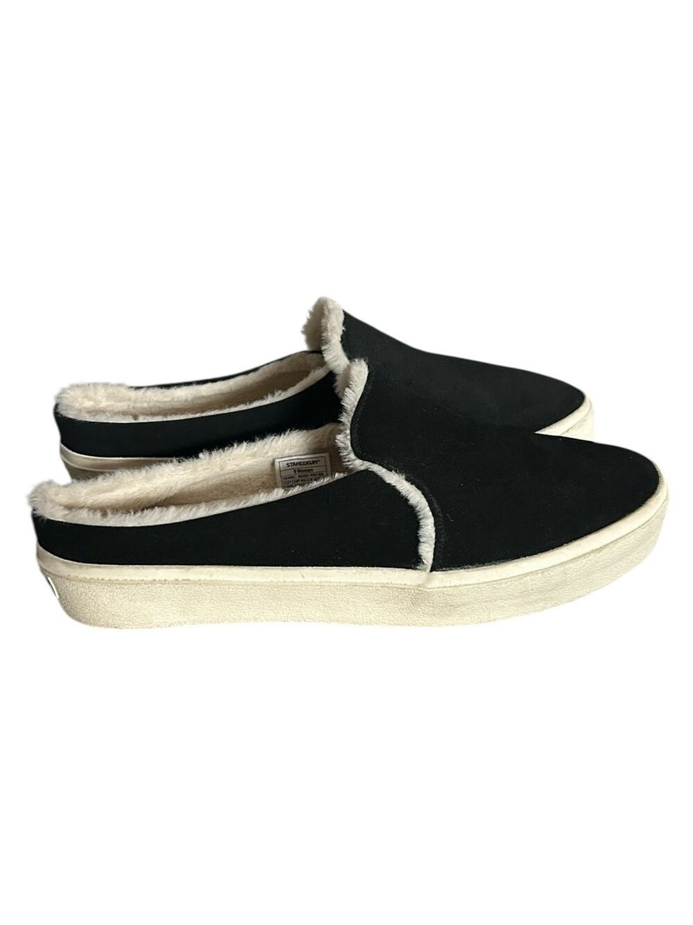 Staheekum Women's Cozy Camp Mules in Black Suede and Faux Fur Lining Size 9 - Picture 3 of 11